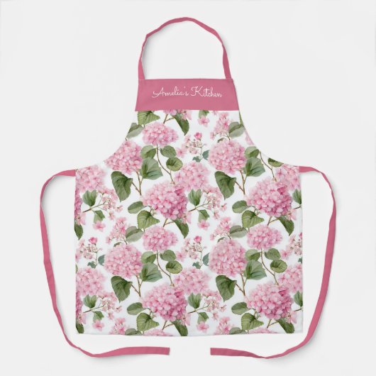 Personalized Pink Green Floral Pattern エプロン (正面)