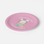 Personalized Pink Happy Easter Bunny Party ペーパープレート (アングル)