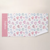 Personalized Pink Heart Kids バスタオル (バスタオル)