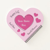 Personalized Pink Heart Notebook & Sketchbook ノートブック (裏面)
