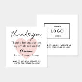 Personalized Pink Heart Small Business Thank You スクエア名刺