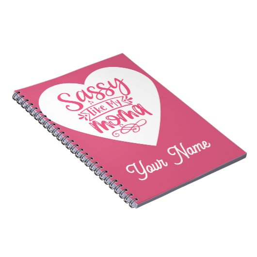Personalized Pink heart Spiral Notebook ノートブック (右側)