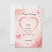 Personalized Pink Heart Thank You Card サンキューカード (正面)