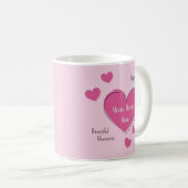 Personalized Pink Hearts Coffee Mug コーヒーマグカップ (正面右)