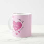 Personalized Pink Hearts Coffee Mug コーヒーマグカップ (正面左)