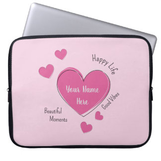 Personalized Pink Hearts Laptop Case ラップトップスリーブ