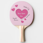 Personalized Pink Hearts Ping Pong Paddle 卓球ラケット (裏面)