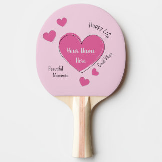 Personalized Pink Hearts Ping Pong Paddle 卓球ラケット