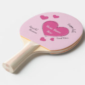 Personalized Pink Hearts Ping Pong Paddle 卓球ラケット (正面アングル)