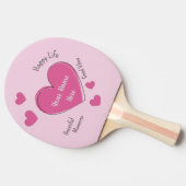 Personalized Pink Hearts Ping Pong Paddle 卓球ラケット (横)
