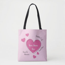 Personalized Pink Hearts Tote Bag トートバッグ