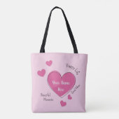 Personalized Pink Hearts Tote Bag トートバッグ (裏面)