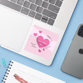 Personalized Pink Hearts Vinyl Sticker シール (ノートパソコンとiPhone)