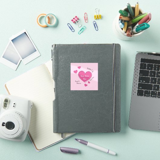 Personalized Pink Hearts Vinyl Sticker シール (iPadカバー)