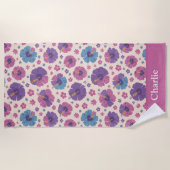 Personalized Pink Hibiscus Flower ビーチタオル (正面)