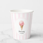 Personalized Pink Ice Cream Cone Birthday  紙コップ (裏面)