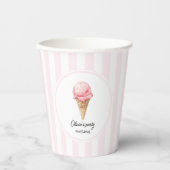 Personalized Pink Ice Cream Cone Birthday  紙コップ (正面)