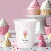 Personalized Pink Ice Cream Cone Birthday  紙コップ