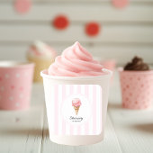 Personalized Pink Ice Cream Cone Party Sticker スクエアシール