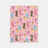 Personalized Pink Ice Cream Pattern フリースブランケット (正面)