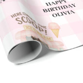 Personalized Pink Ice Cream Truck Birthday ラッピングペーパー (ロールコーナー)