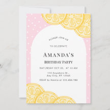 Personalized Pink Lemonade Birthday Invitation