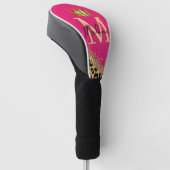 Personalized Pink Leopard Gold Glitter Monogram ゴルフヘッドカバー (アングル)