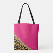 Personalized Pink Leopard Gold Glitter Monogram トートバッグ (裏面)