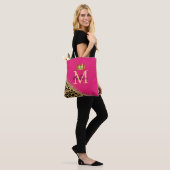 Personalized Pink Leopard Gold Glitter Monogram トートバッグ (モデル)
