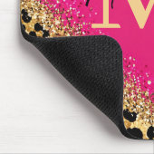 Personalized Pink Leopard Gold Glitter Monogram マウスパッド (コーナー)