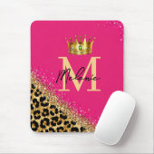 Personalized Pink Leopard Gold Glitter Monogram マウスパッド (マウス)