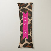 Personalized Pink Leopard Print Chic Animal Print ボディピロー (正面縦)