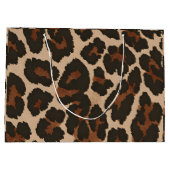 Personalized Pink Leopard Print Chic Animal Print ラージペーパーバッグ (裏面)