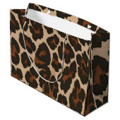 Personalized Pink Leopard Print Chic Animal Print ラージペーパーバッグ (裏面アングル)