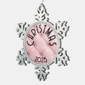 Personalized Pink Luxury Christmas スノーフレークピューターオーナメント (右)