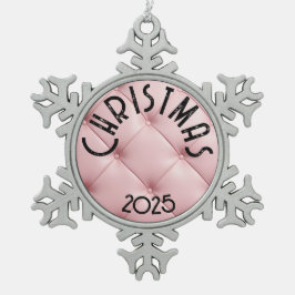 Personalized Pink Luxury Christmas スノーフレークピューターオーナメント
