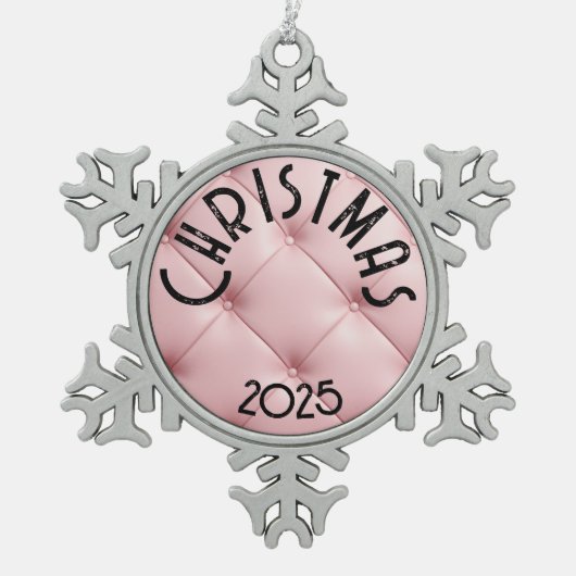 Personalized Pink Luxury Christmas スノーフレークピューターオーナメント (正面)