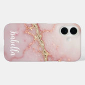 Personalized Pink Marble Stylish Gold Case-Mate iPhoneケース (裏面 (横))