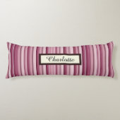 Personalized Pink Mauve Stripes Body Pillow ボディピロー (正面)