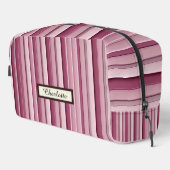 Personalized Pink Mauve Vertical Stripes Dopp Kit ドップキット (右コーナー)