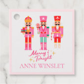 Personalized Pink Merry and Bright Nutcracker Squa フェイバータグ (正面)