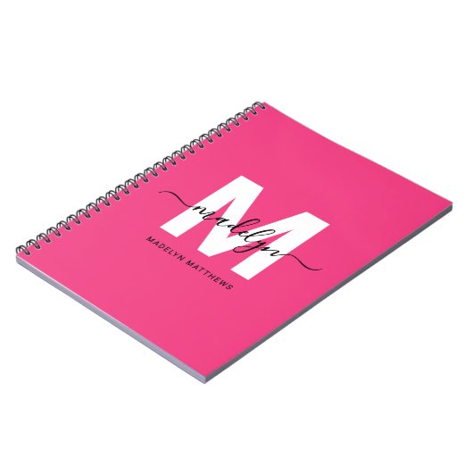 Personalized Pink Monogram ノートブック (左側)