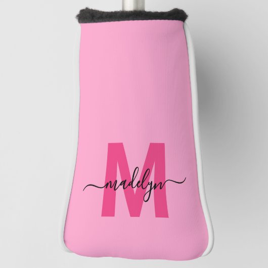 Personalized Pink Monogram Name ゴルフヘッドカバー (回転90)
