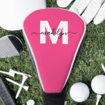 Personalized Pink Monogram Name ゴルフヘッドカバー<br><div class="desc">Create Your Own Ladies Personalized Magenta Monogram Name Golf Head Cover. This chic golf head cover features a bold magenta background that adds a vibrant pop of color to the course. The design showcases a crisp white initial letter paired with a sleek black script name for a modern, feminine touch....</div>