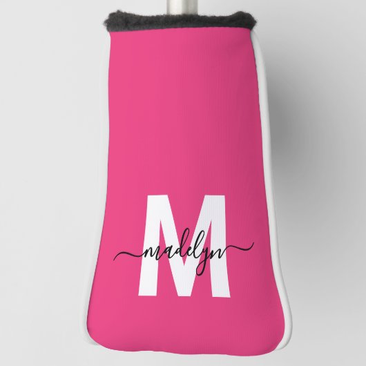 Personalized Pink Monogram Name ゴルフヘッドカバー (回転90)