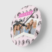 Personalized Pink Moon Phase Celestial Name Gift ラウンド壁時計 (傾斜)