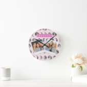 Personalized Pink Moon Phase Celestial Name Gift ラウンド壁時計 (ホーム)