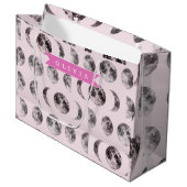 Personalized Pink Moon Phase Celestial Name Gift ラージペーパーバッグ (正面アングル)