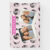 Personalized Pink Moon Phase Celestial Name Gift 横断幕 (縦)