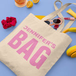 Personalized Pink Name トートバッグ<br><div class="desc">Cute girly tote bag featuring a name for you to personalize and the word "BAG" in a bold font.</div>